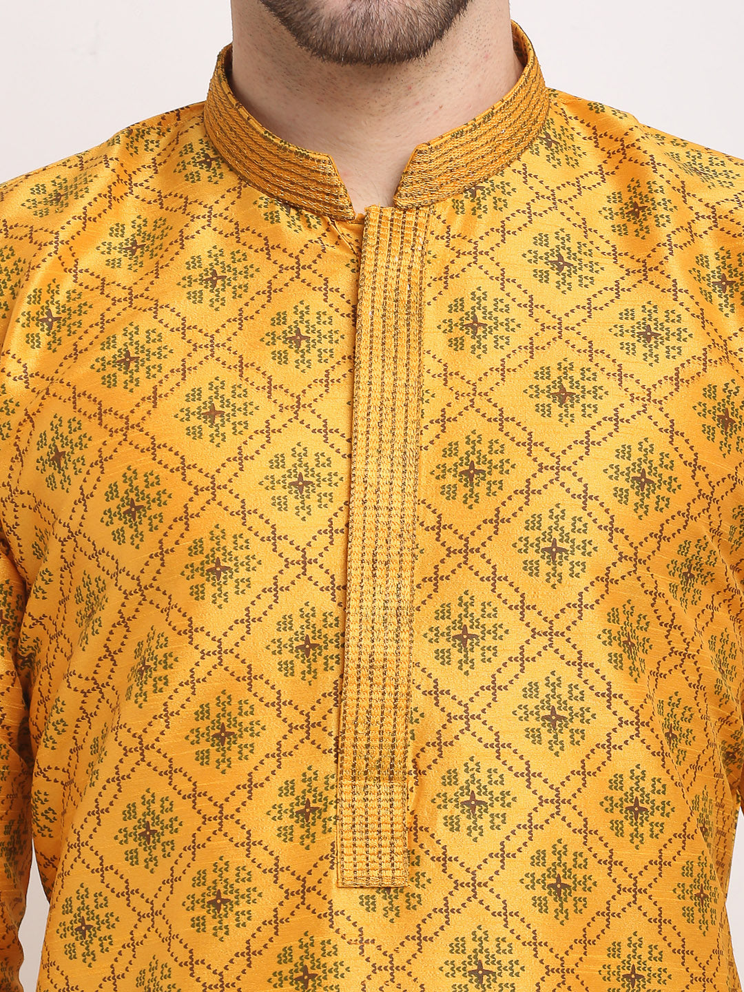 Men's Mustard Dupion Kurta | Indian Kurta for Men Online