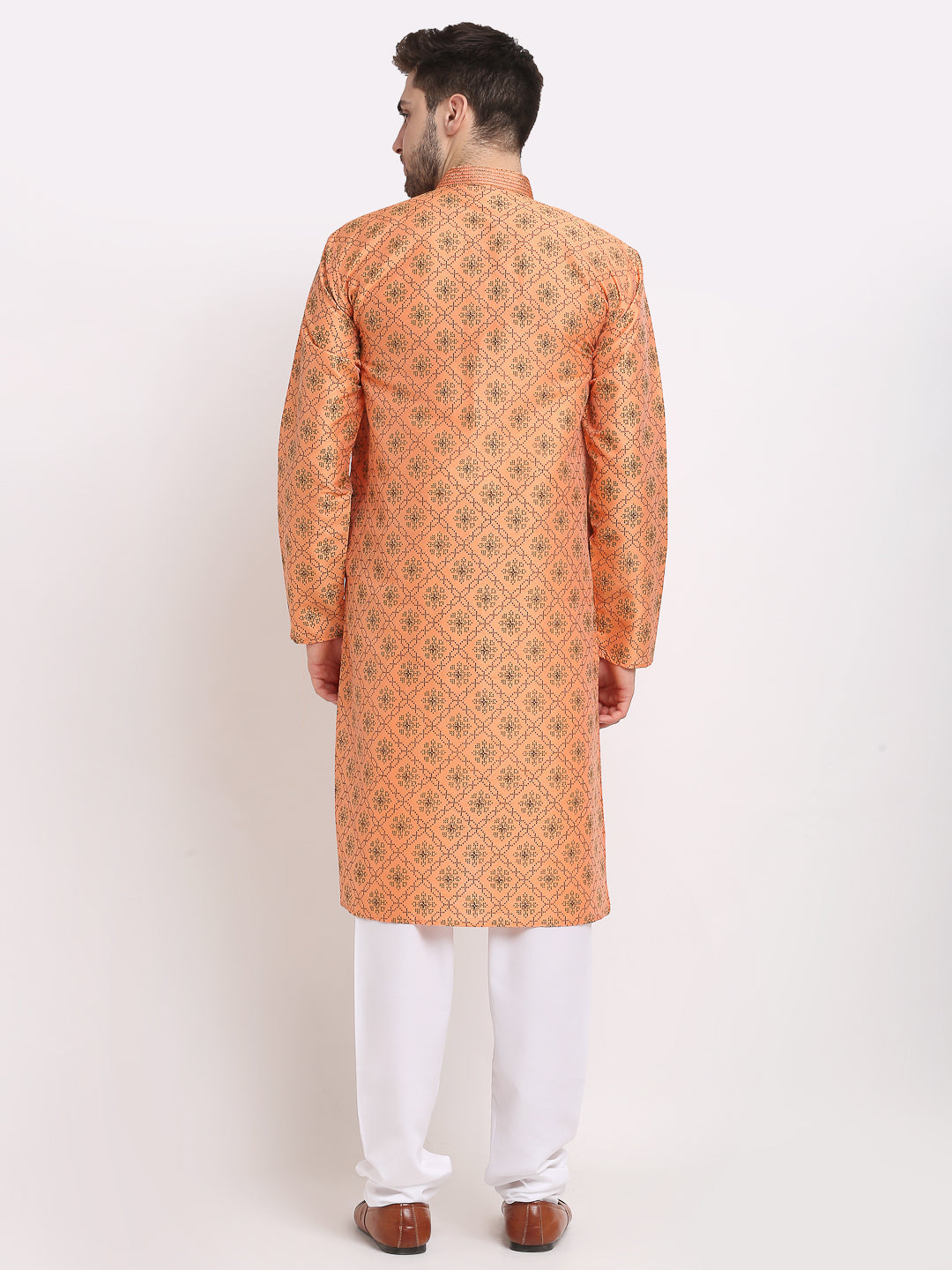 Shop Men's Orange Indian Kurta | Cotton Mens Kurta Online