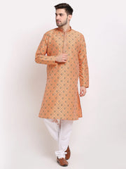 Men's Orange Woven Kurta Payjama Sets