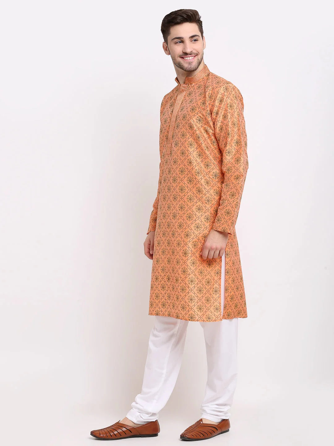 Shop Men's Orange Indian Kurta | Cotton Mens Kurta Online