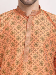 Men's Orange Woven Kurta Payjama Sets
