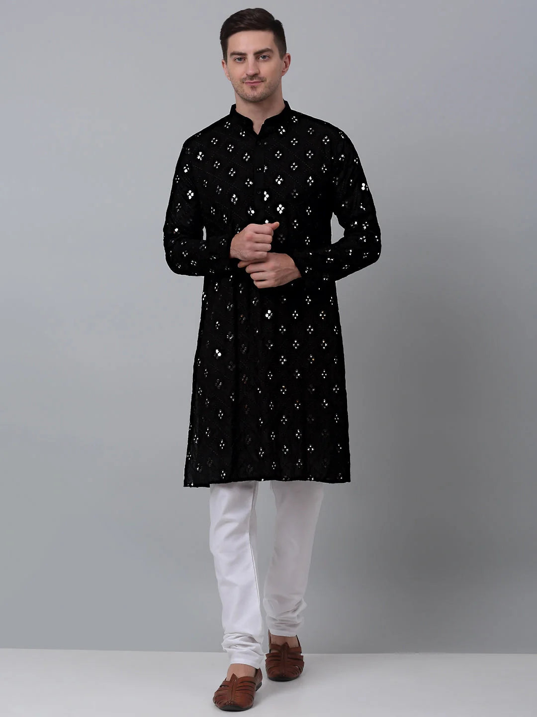 Men's Black Printed Kurta Payjama Set | Mens Kurta Pajama Set