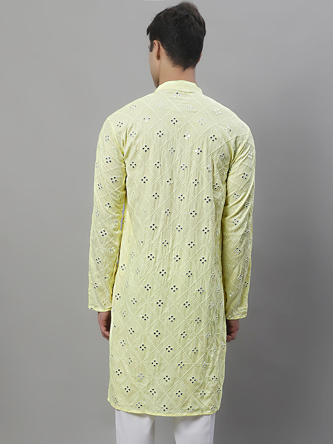 Men's Embroidered Mirror Work Indian Kurta - Stylish Kurta