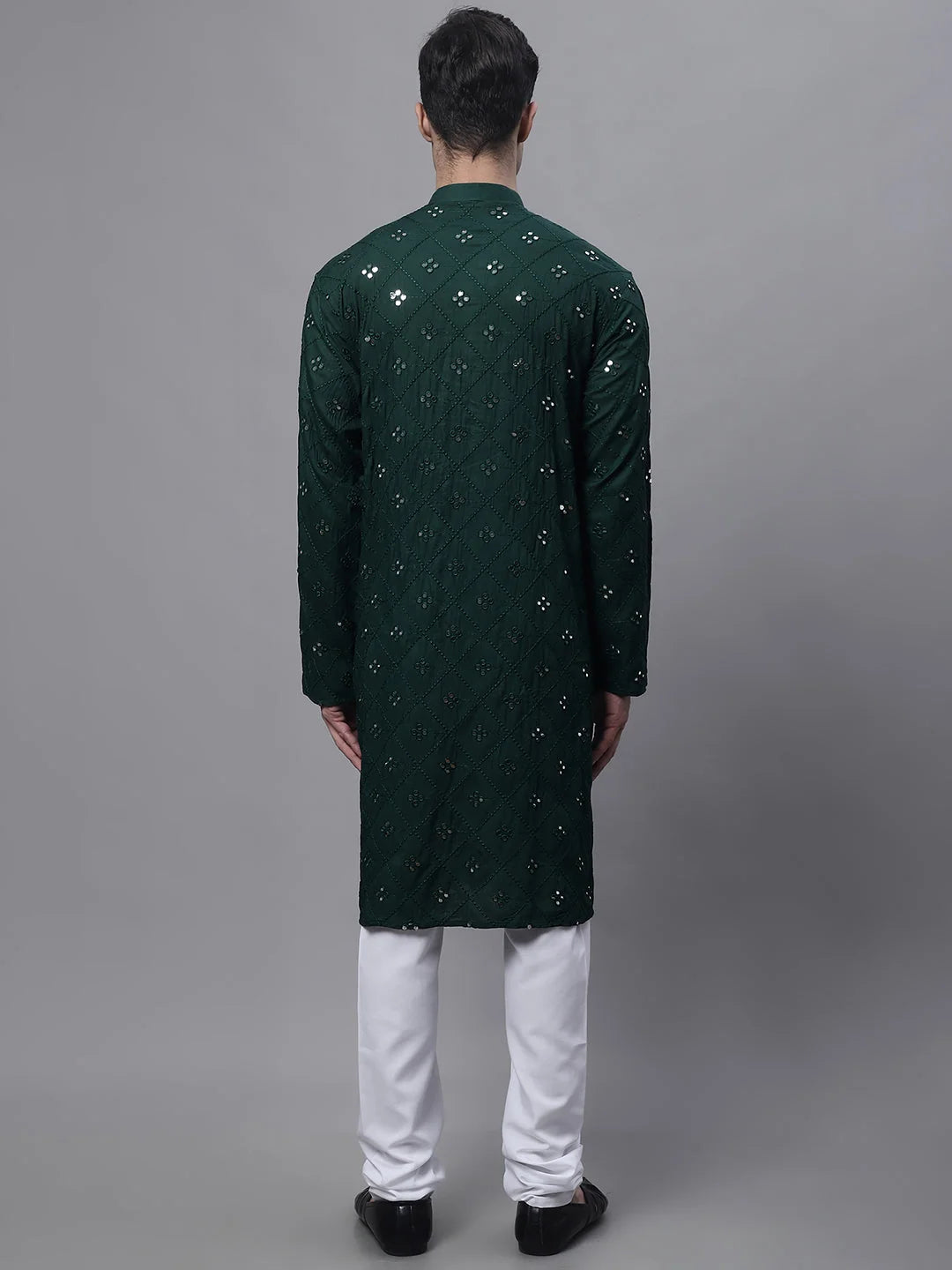 Olive Green Embroidered Mens Kurta Pajama Set | Ethnic Wear