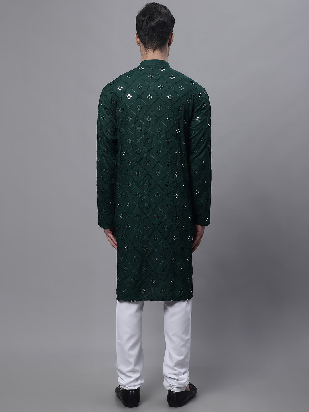 Olive Green Embroidered Mens Kurta Pajama Set | Ethnic Wear