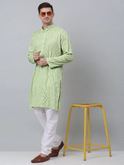 Men's Pista Embroidered Mirror Work Kurta Pyjama