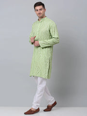 Men's Pista Embroidered Mirror Work Kurta Pyjama