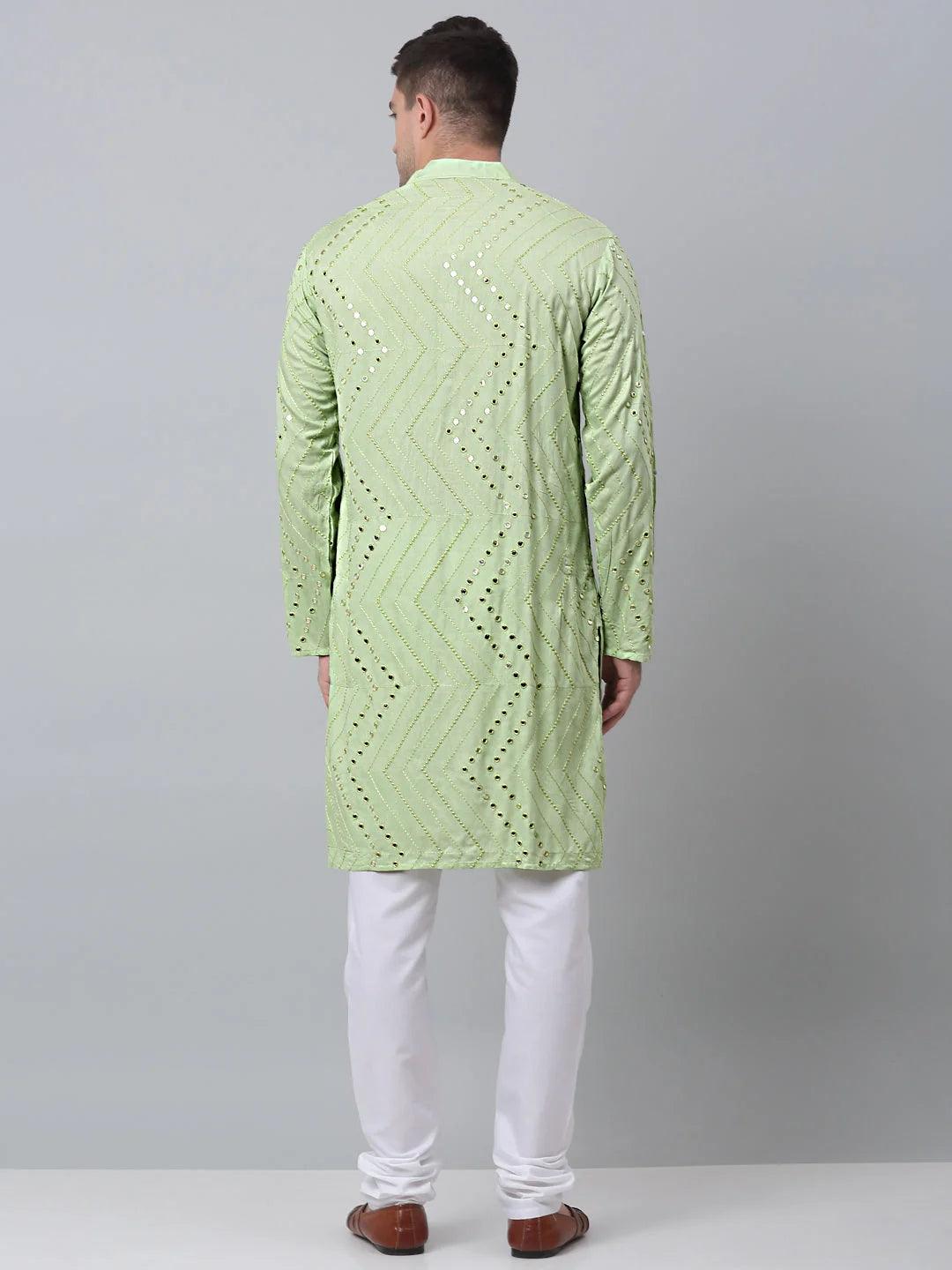 Pista Embroidered Mirror Work Kurta Pyjama for Men