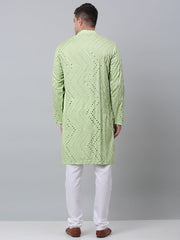 Men's Pista Embroidered Mirror Work Kurta Pyjama
