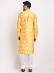 Men's Mustard Dupion Ikkat Kurta Payjama Sets