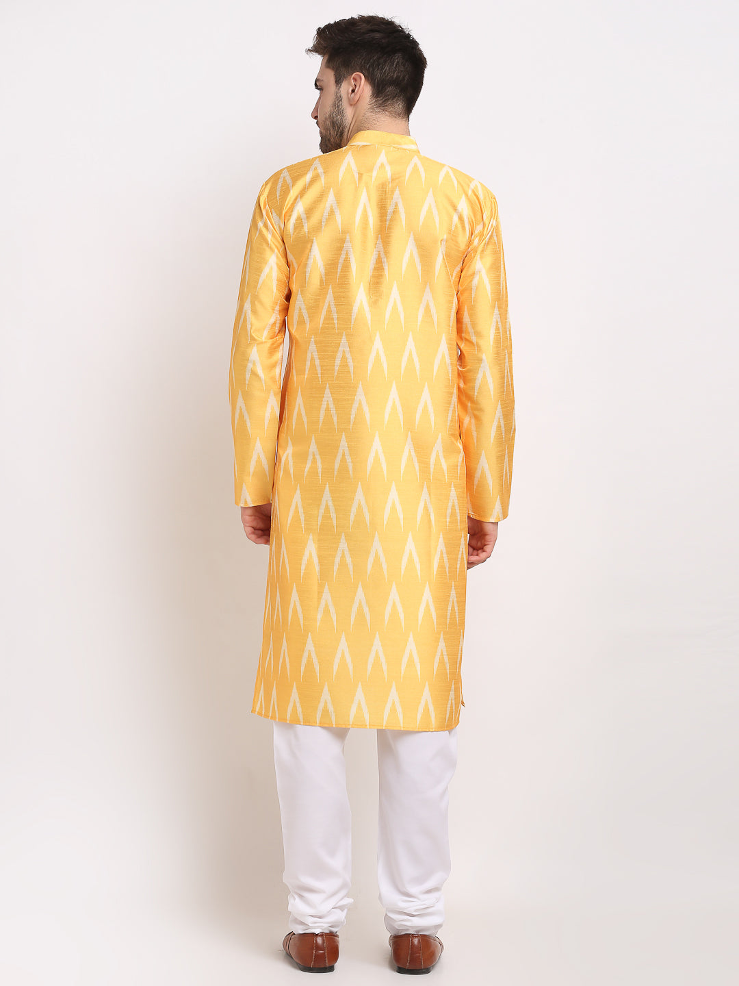 Mustard Ikkat Men's Kurta | Wedding Kurta for Men Available