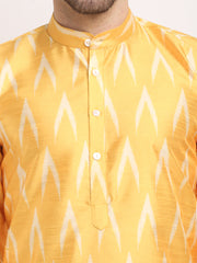 Men's Mustard Dupion Ikkat Kurta Only