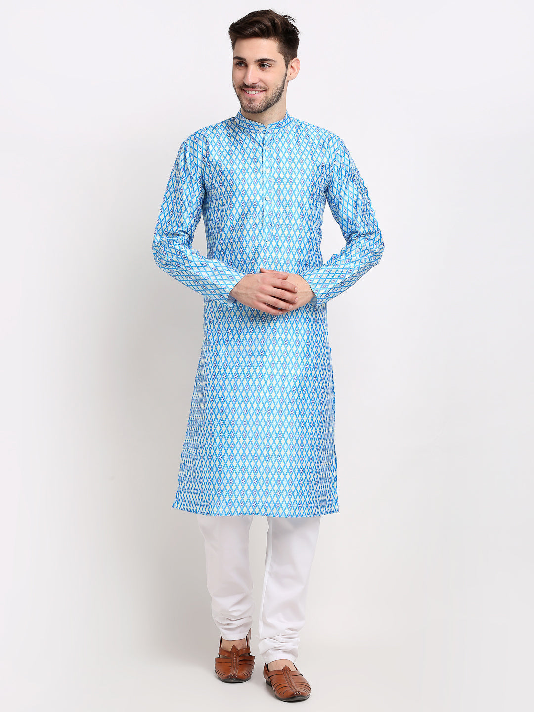 Men's Sky Dupion Ikkat Kurta | Indian Kurta for Men