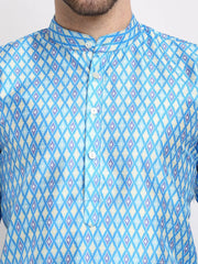 Men's Sky Dupion Ikkat Kurta Only