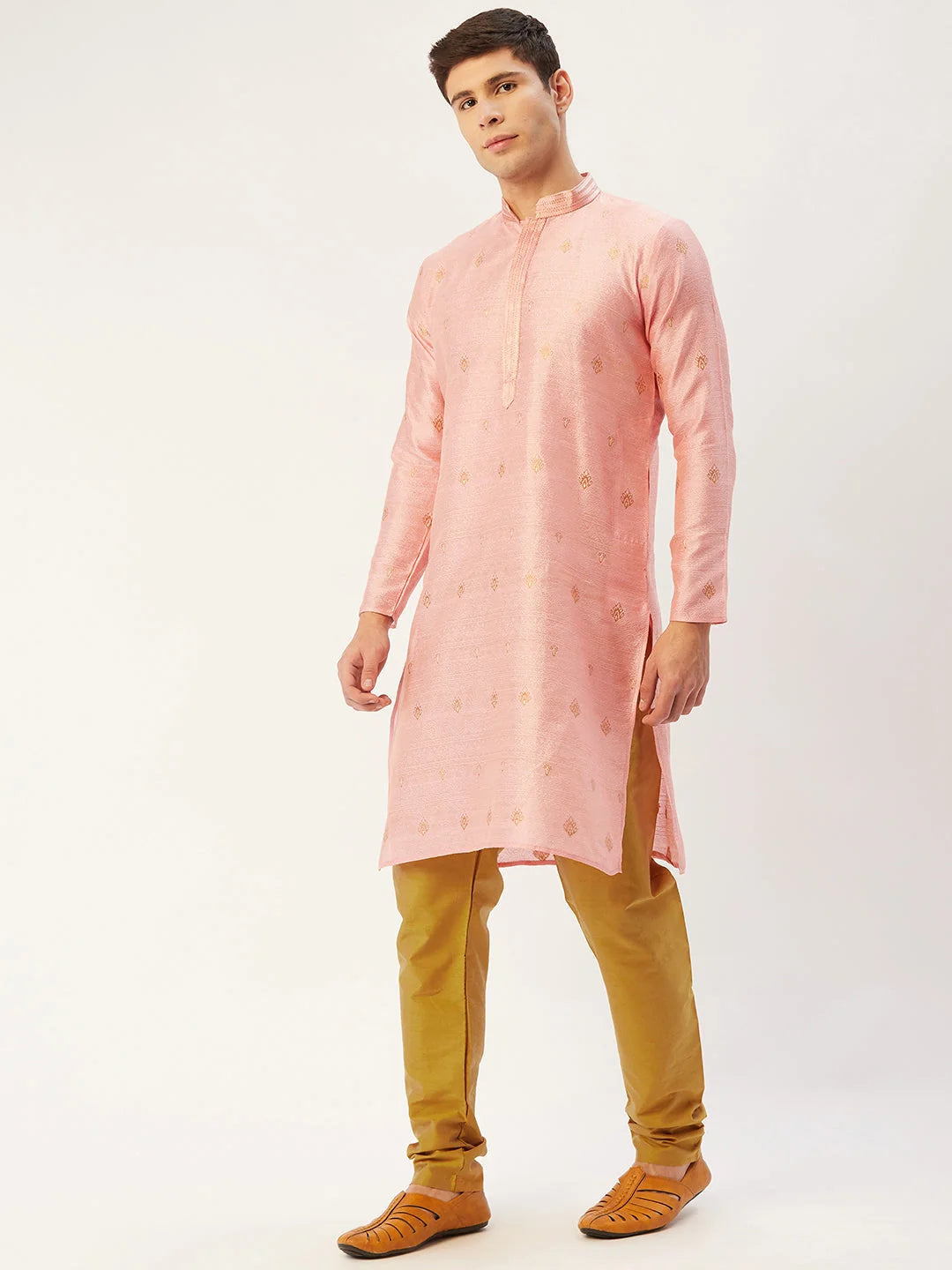 Pink Embroidered Men's Kurta - Indian Kurta for Men