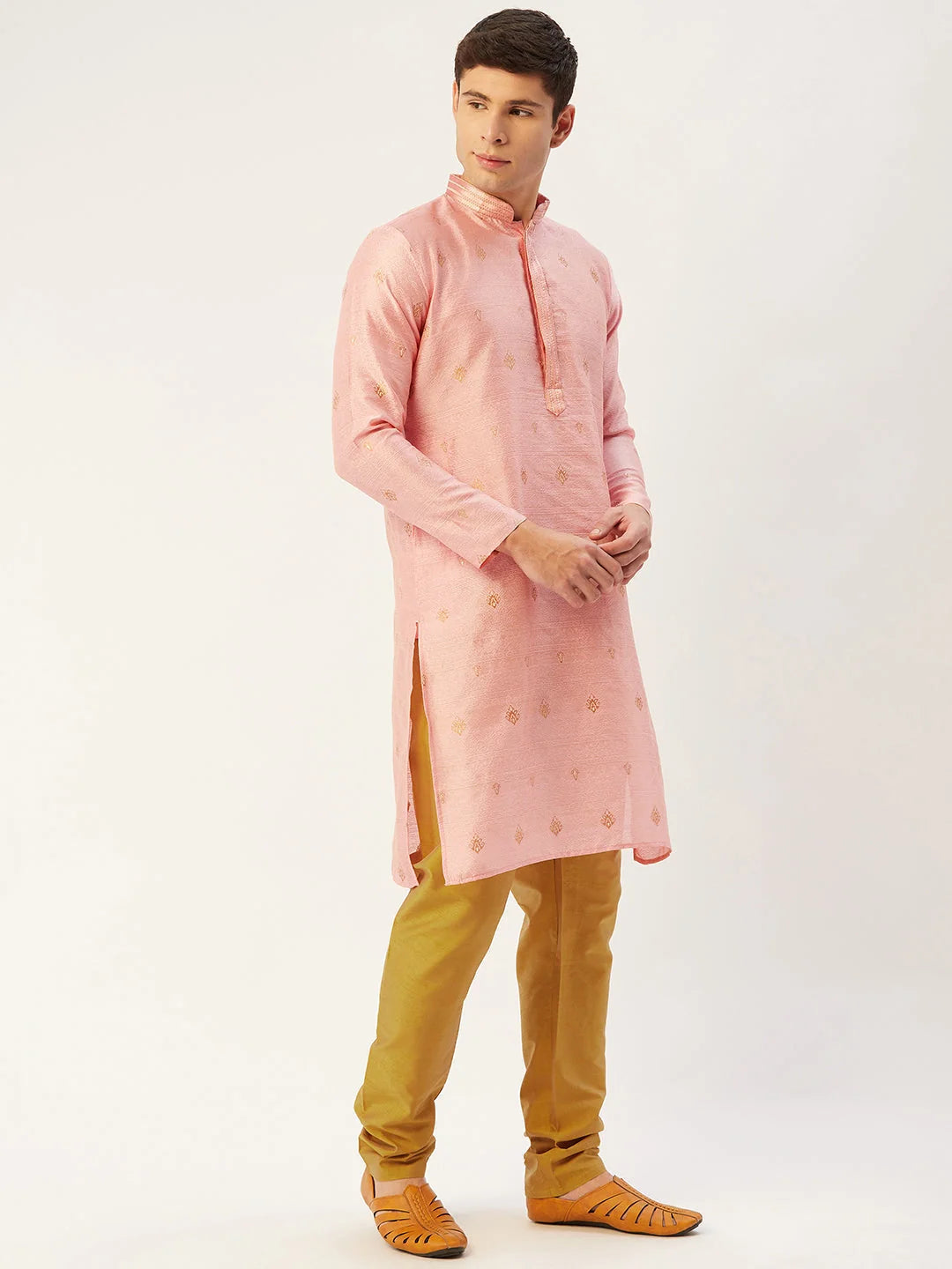 Pink Embroidered Men's Kurta - Indian Kurta for Men