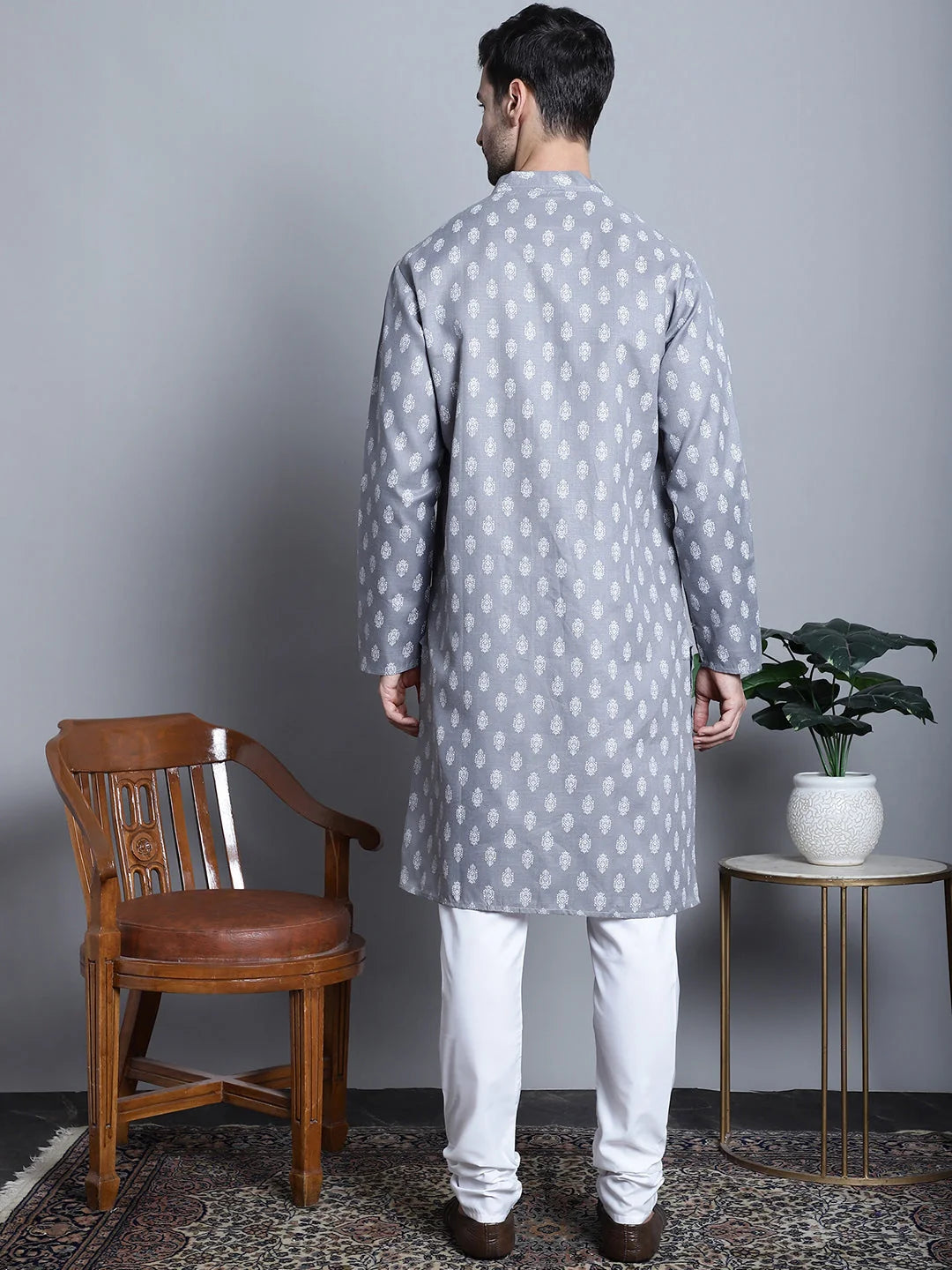 Men's Cotton Floral Kurta Pajama Set | Ethnic Style