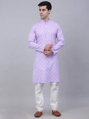 Men's Cotton Floral printed kurta Pyjama Set ( JOKP 650Purple )-JOKP-650