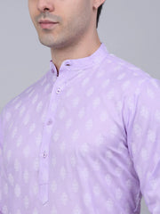 Men's Cotton Floral printed kurta Pyjama Set ( JOKP 650Purple )-JOKP-650
