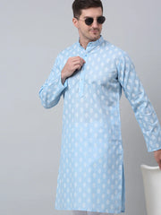 Men's Sky Cotton Floral printed kurta Pyjama Set