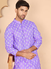 Floral Printed Kurta with Churidar for Men ( JOKP P 650 P 650 Violet ) [FF] [Q-1-6]