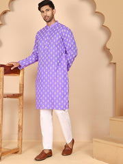 Floral Printed Kurta with Churidar for Men ( JOKP P 650 P 650 Violet ) [FF] [Q-1-6]