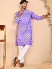 Floral Printed Kurta with Churidar for Men ( JOKP P 650 P 650 Violet ) [FF] [Q-1-6]