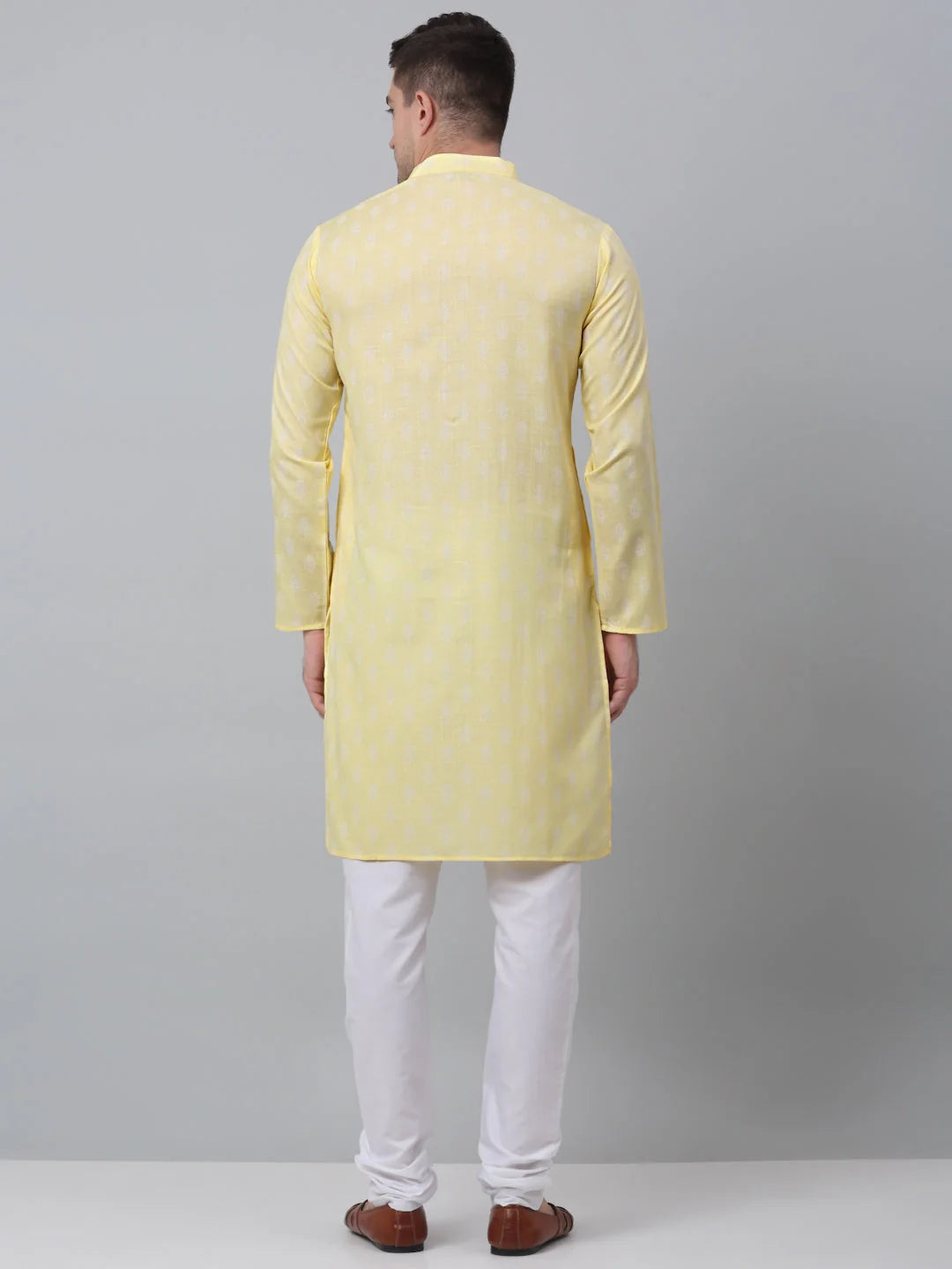 Yellow Floral Kurta Pajama Set - Mens Kurta Pajama Set
