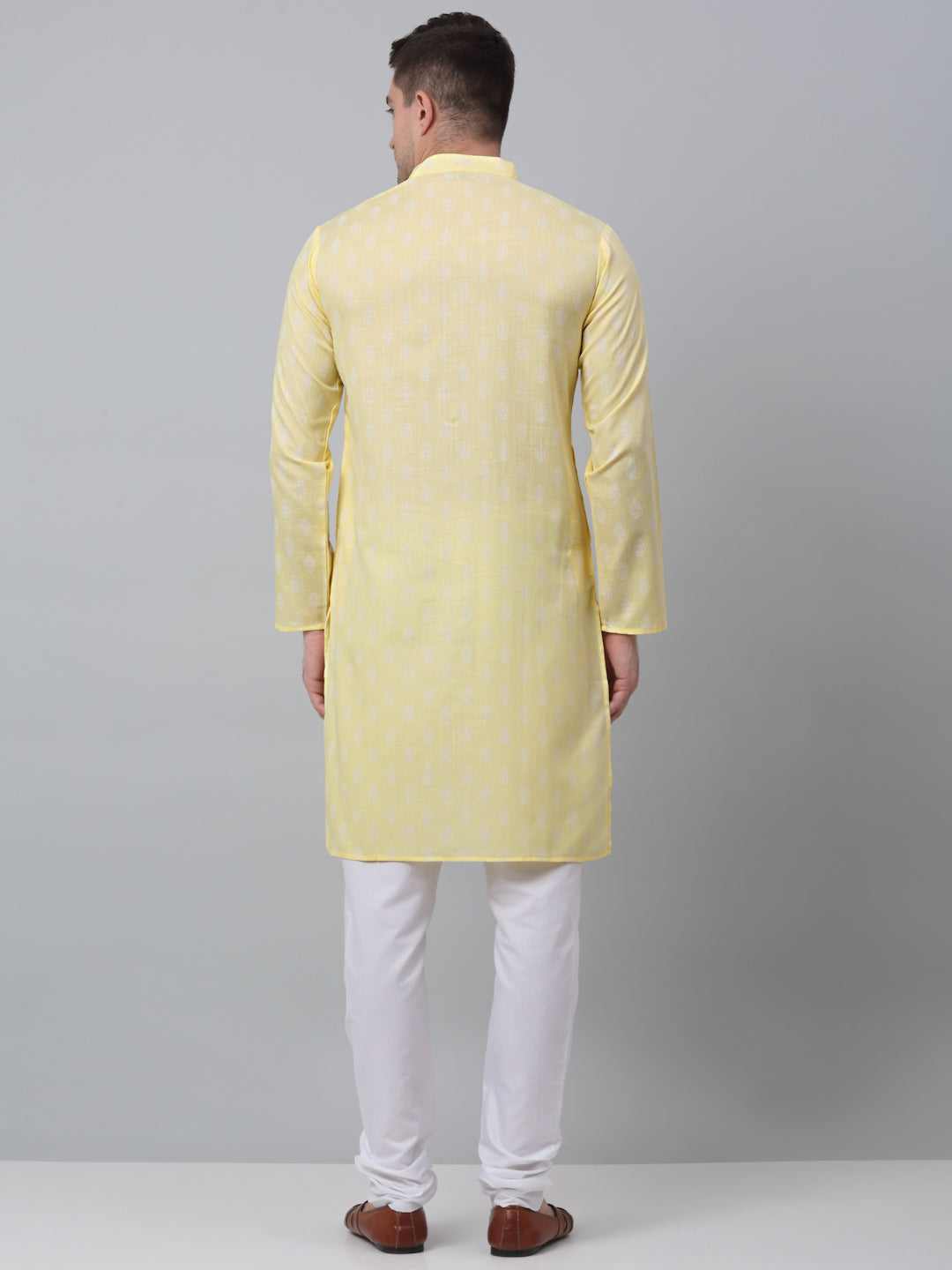 Yellow Floral Kurta Pajama Set - Mens Kurta Pajama Set