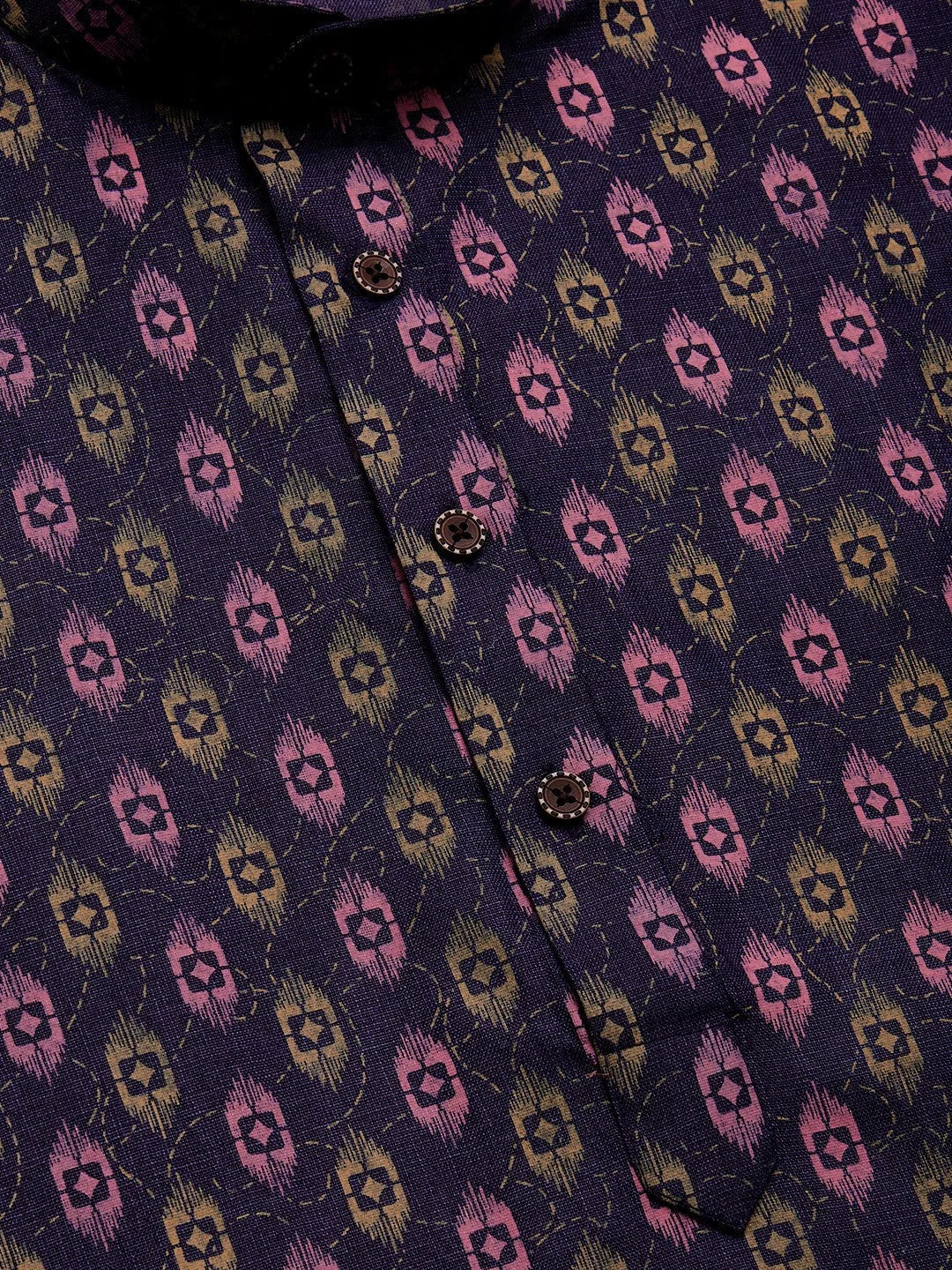 Navy Cotton Ikat Men's Kurta - Short Kurta for Men Online