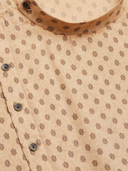 Men's Beige Cotton printed kurta Pyjama Set