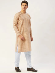 Men Beige Cotton printed kurta Only