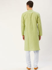 Men's Green Cotton printed kurta Pyjama Set