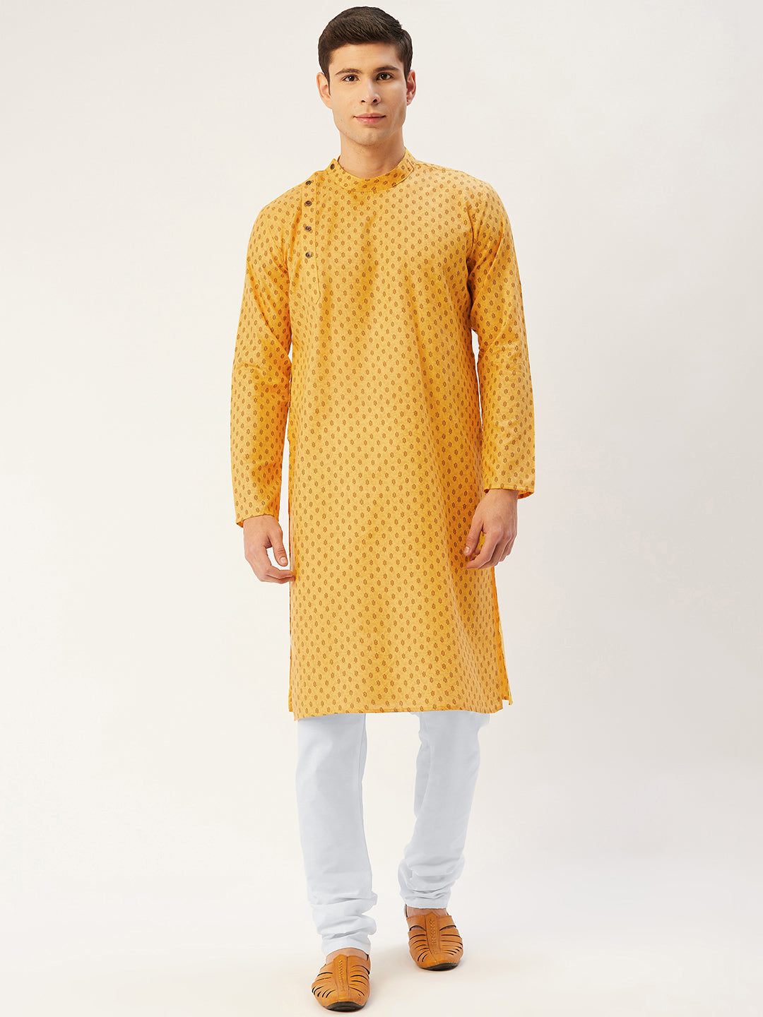 Mustard Cotton Mens Kurta - Trendy Indian Kurta for Men