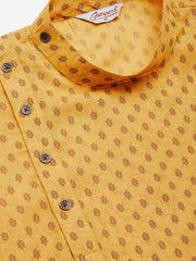 Men's Mustard Cotton printed kurta Only