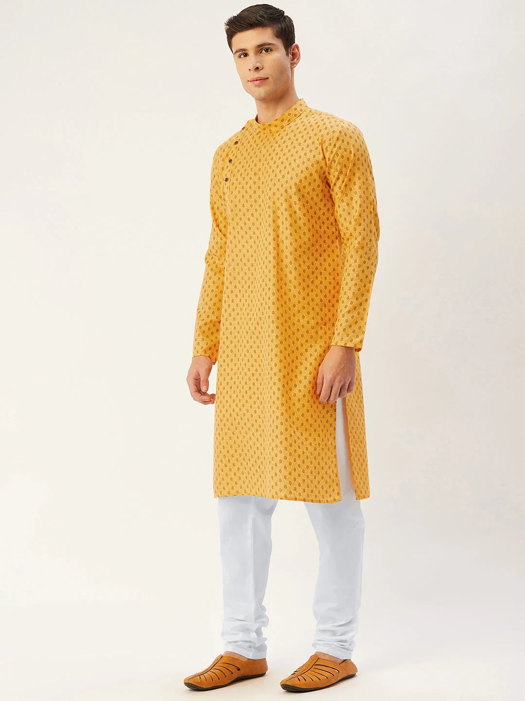 Mustard Cotton Mens Kurta Pajama Set | Traditional Dress