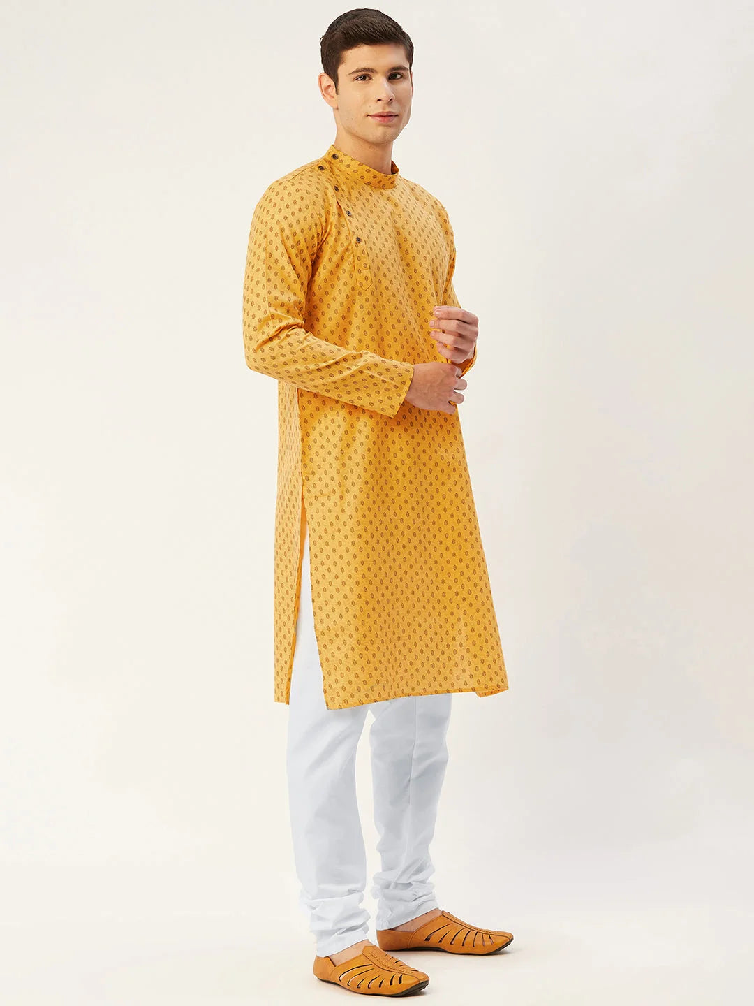 Mustard Cotton Mens Kurta - Trendy Indian Kurta for Men
