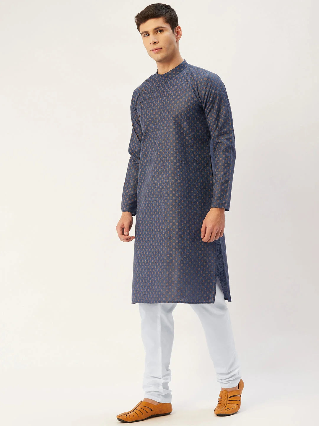 Navy Cotton Mens Kurta Pajama Set | Classic Style