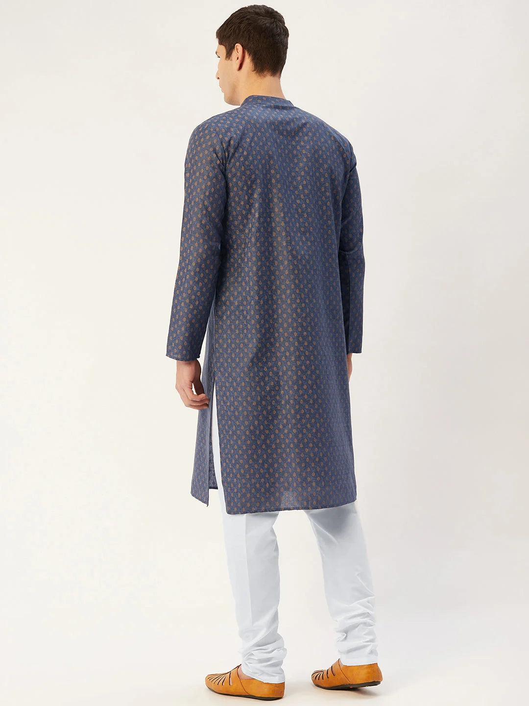 Navy Cotton Mens Kurta Pajama Set | Classic Style