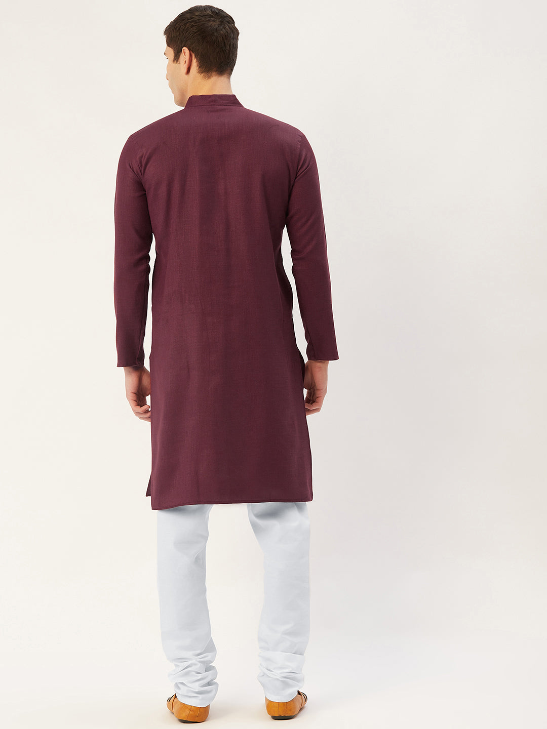 Men's Maroon Cotton Embroidered Kurta Pyjama | Kurta Pajama
