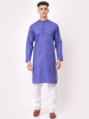 Men's Cotton Solid Kurta Pajama Sets ( JOKP 657Blue )-JOKP-657