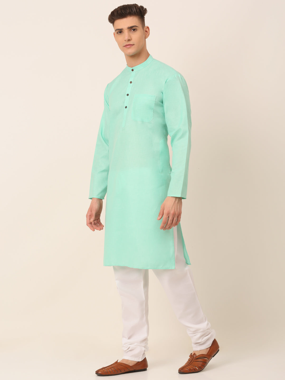 Mens Cotton Solid Kurta Pajama Set | Ethnic Wear