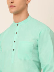 Men's Cotton Solid Kurta Pajama Sets ( JOKP 657Green )-JOKP-657