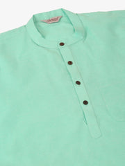 Men's Cotton Solid Kurta Pajama Sets ( JOKP 657Green )-JOKP-657