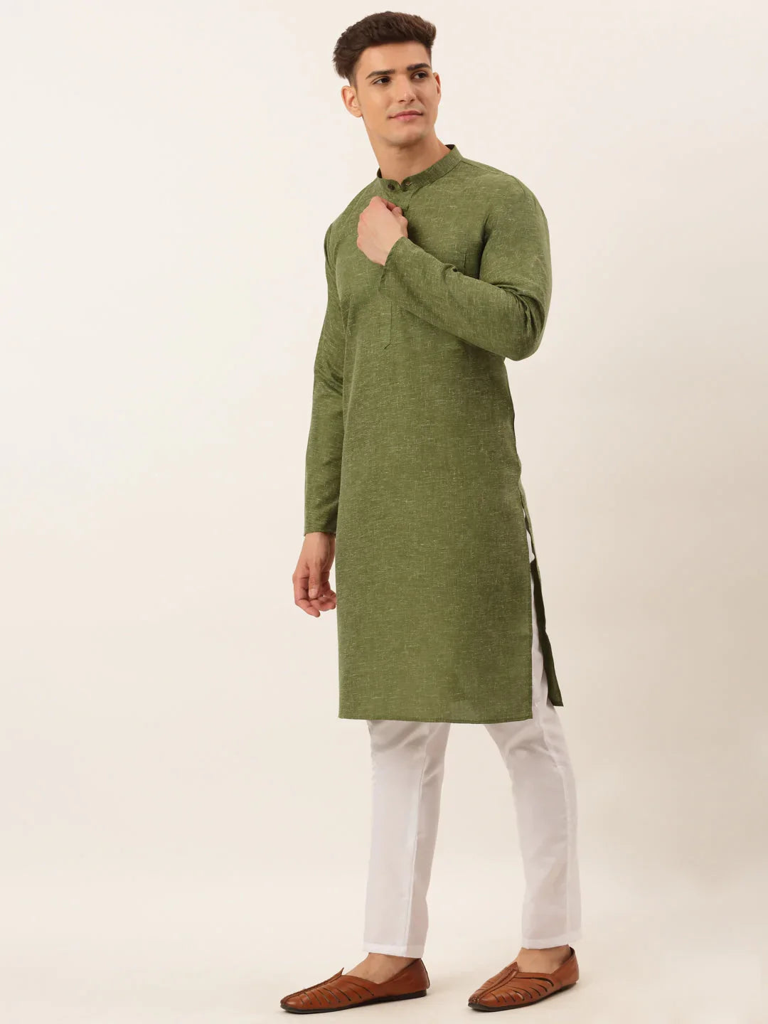 DesiQlo Men Ethnic Set - Green - JOKP_657Olive_S