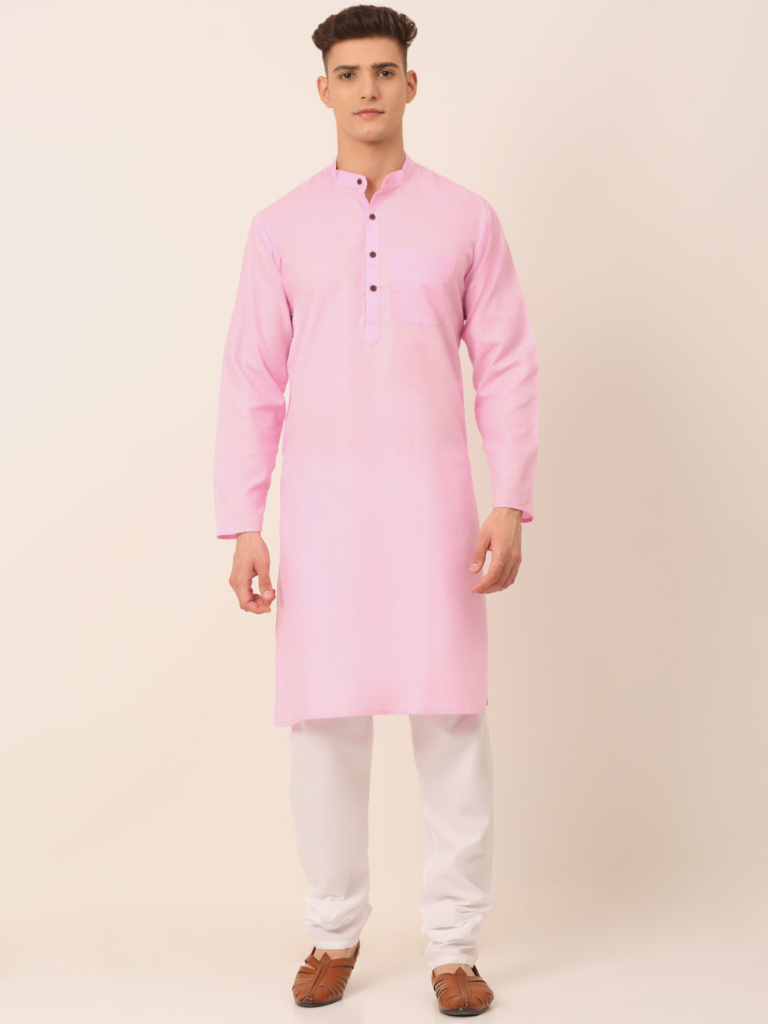 Pink Cotton Kurta Pajama Set for Men | Stylish Kurta Pajama
