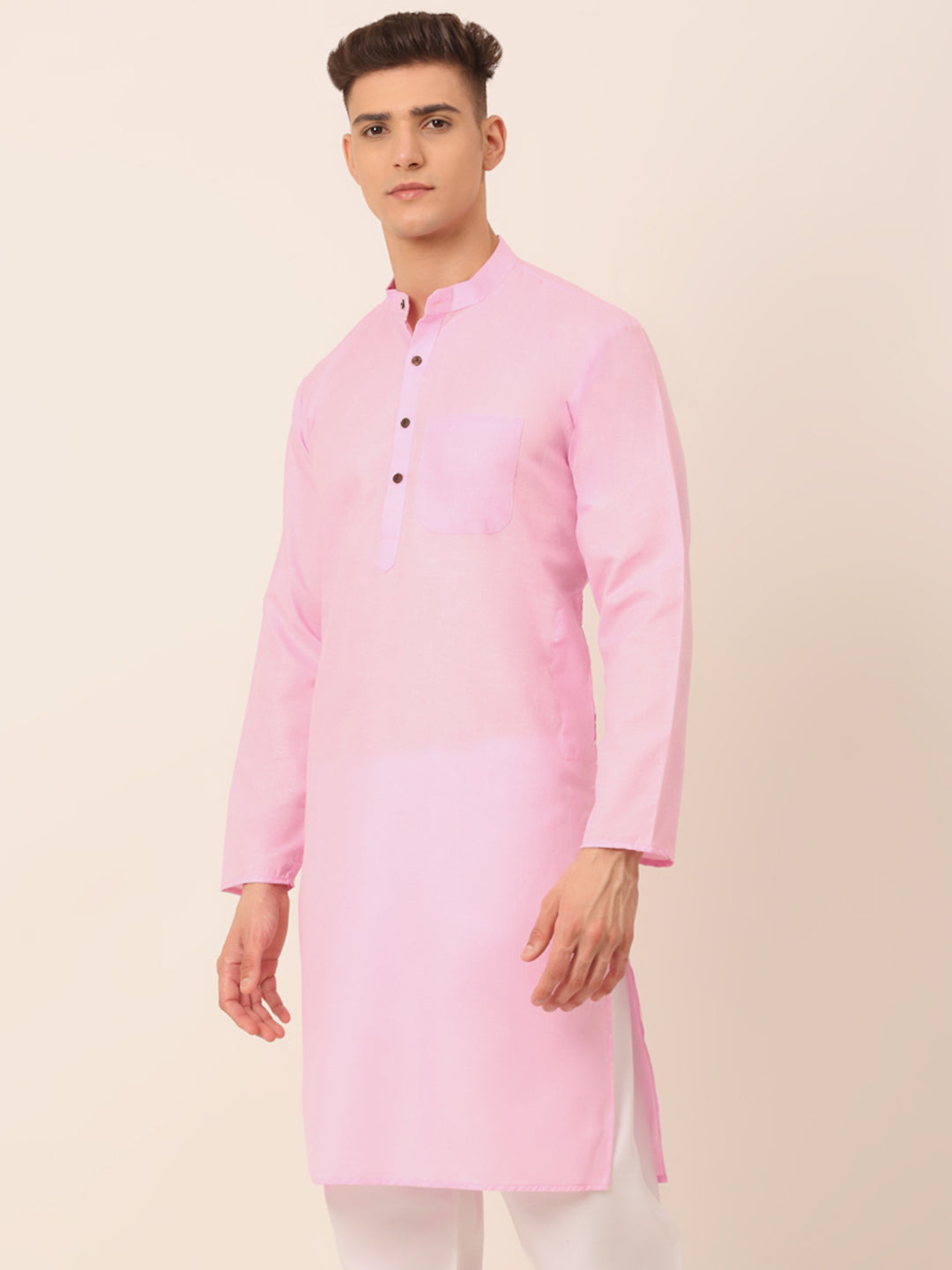 Pink Cotton Men's Kurta - Indian Kurta, Wedding Kurta for Men