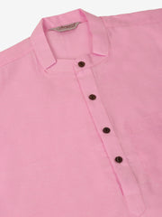 Men's Cotton Solid Kurta ( KO 657Pink )-KO-657