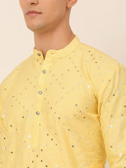 Lemon Mirror Work Kurta Pyjama ( JOKP 659 Lemon )