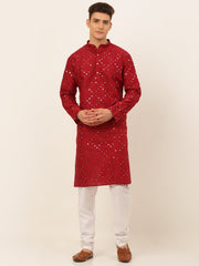Maroon Mirror Work Kurta Pyjama (JOKP 659 Maroon )